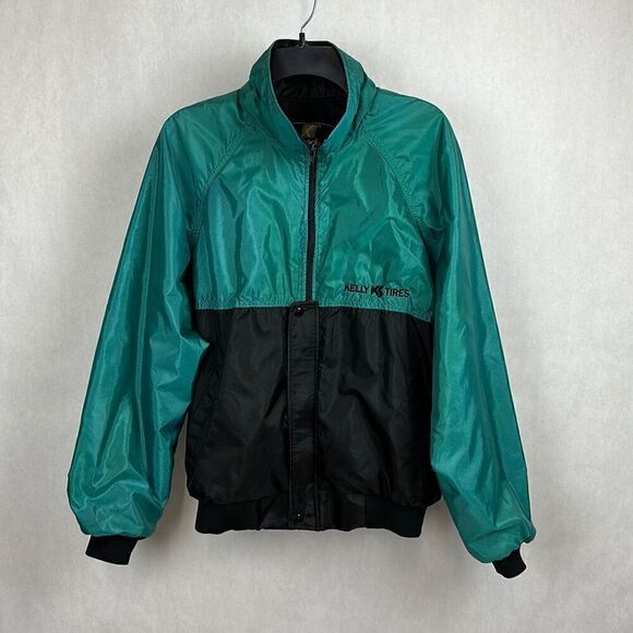 Vtg K-Products Jacket Coat Size Medium Kelly Tires Embroidered Logo Full Zip Fro - Picture 1 of 12